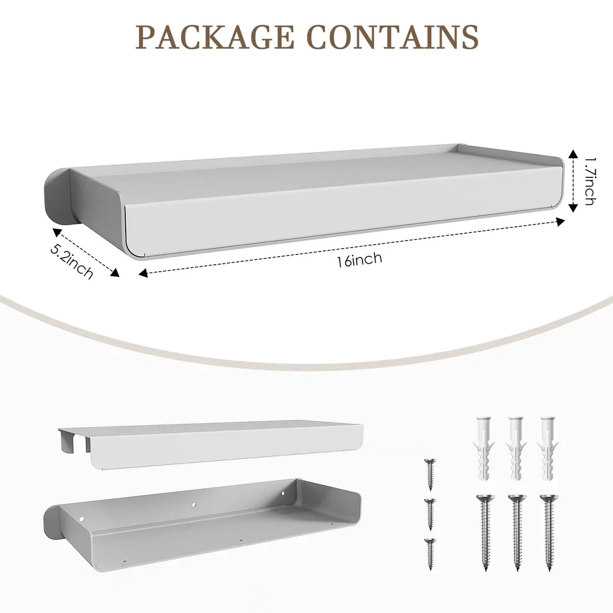 Étagère murale KAPANOU - Aluminium - Gris