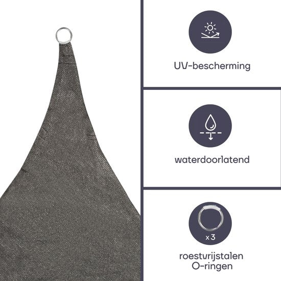 Perel Toile d'ombrage, perméable à l'eau, perméable à l'air, 5 x 5 x 5 m, 180 g/m², HDPE, triangle, gris foncé