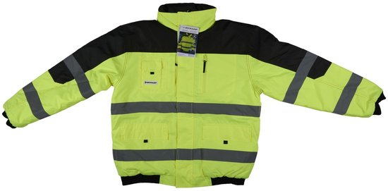 Veste de sécurité Dunlop XL - Gilet de sécurité pour adultes - Design fonctionnel avec poches - Fluorescent - Coupe confortable et universelle - Plastique PES - Jaune