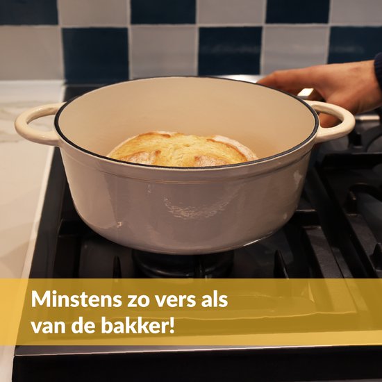 Casserole en fonte Chefarone 3,5 L - Sans PFAS - Avec couvercle - Compatible avec toutes les sources de chaleur - Émaillée blanc crème