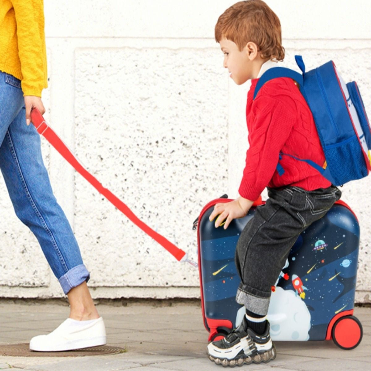 Valise et sac à dos de voyage pour enfants Coast - thème de l'espace - noir/bleu