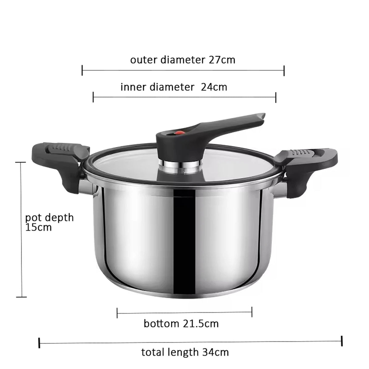 Marmite à soupe à pression Maxcook avec couvercle - Acier inoxydable 304 - 24 cm - 6 L