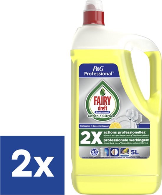 Liquide vaisselle Dreft au citron - 2 x 5 litres - Lot économique