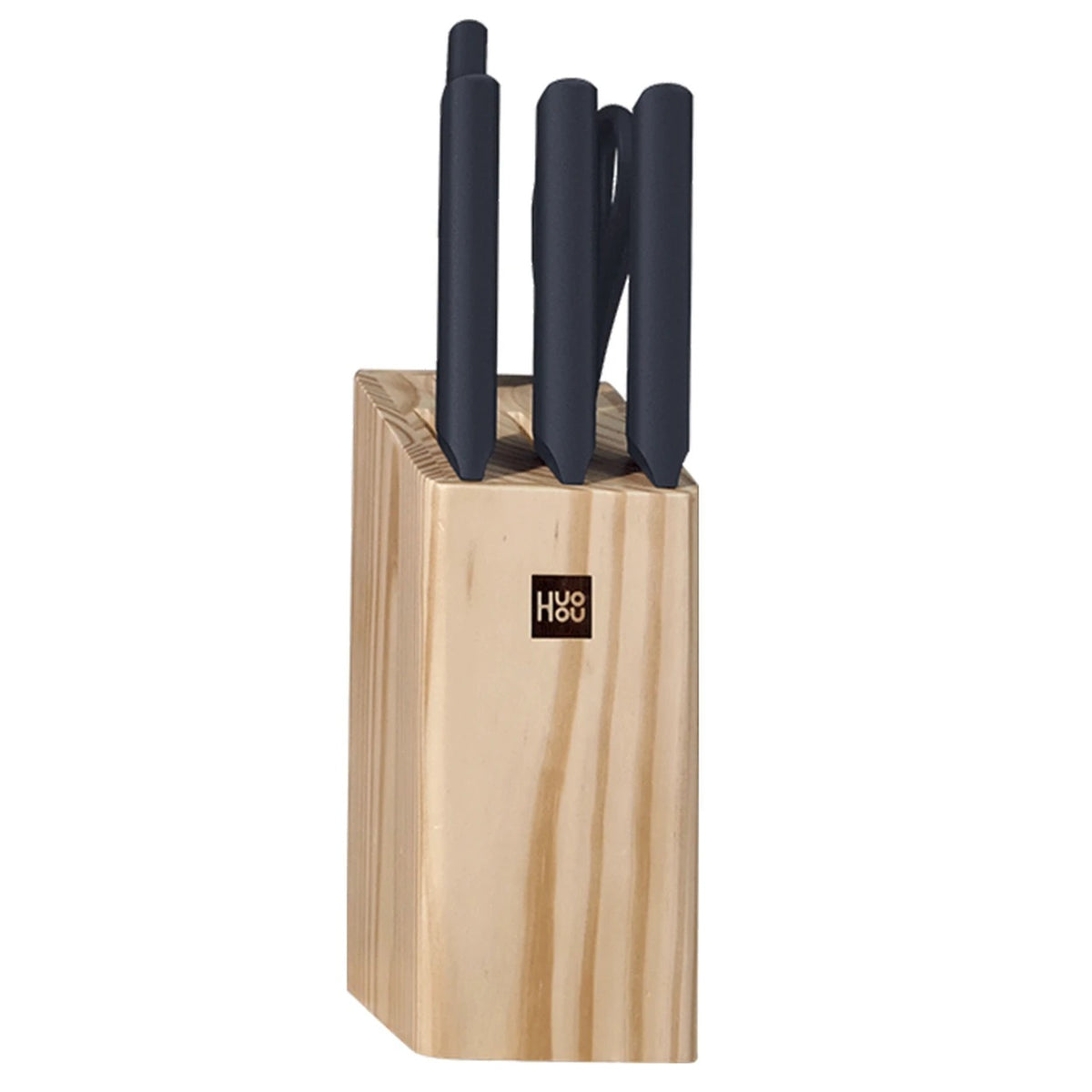 Ensemble de couteaux de cuisine HuoHou avec bloc en bois - 6 pièces - acier inoxydable