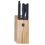 Ensemble de couteaux de cuisine HuoHou avec bloc en bois - 6 pièces - acier inoxydable