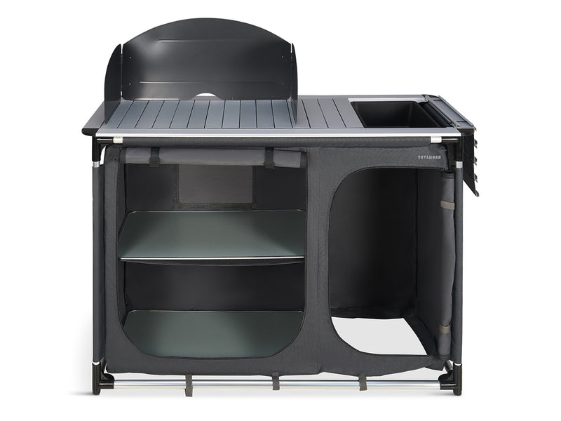 Cuisine de camping Trvlmore avec pare-vent et évier - 120 x 120 x 83 cm