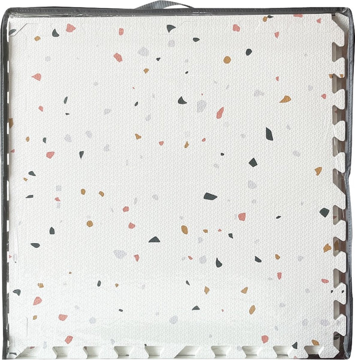 Tapis de jeu de luxe NilaFee pour bébé – Tapis puzzle Terrazzo – 180 x 120 x 1,5 cm – Blanc classique