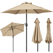 Yaheetech Parasol 222.5 cm - Light Brown - Parasol de jardin inclinable avec manivelle et 6 baleines en métal