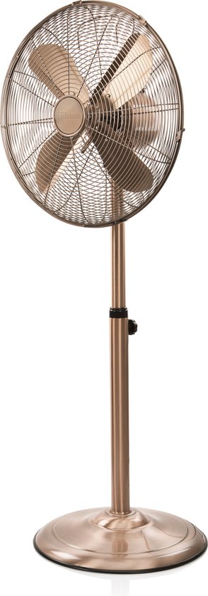 Ventilateur sur pied Tristar Retro 40 cm – 50 W – 3 vitesses – Oscillation à 85° – Réglage en hauteur – Couleur cuivre – VE-5971