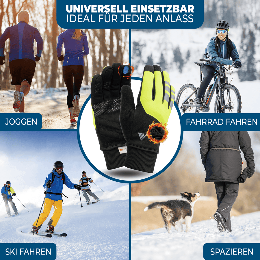MIVELO THERMO-FIT Gants d'hiver - Polaire thermique & 3M Thinsulate - Jaune - Unisexe - Taille L