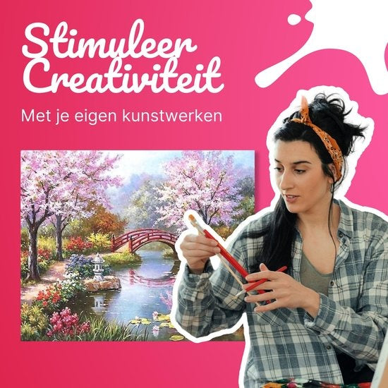 Rubye® Painting By Number Adults - Japanese Garden - Pinceaux inclus - Canvas Painting canvas - Colour by Number - 40x50cm
