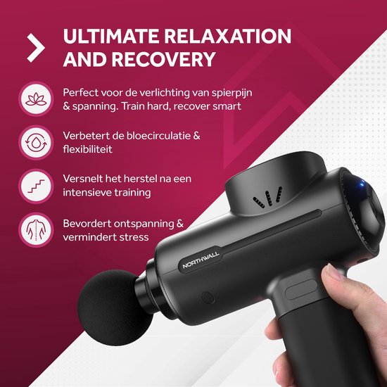 Masseur - Northwall - Pistolet de massage - 6 accessoires  - Relaxation - Sans fil