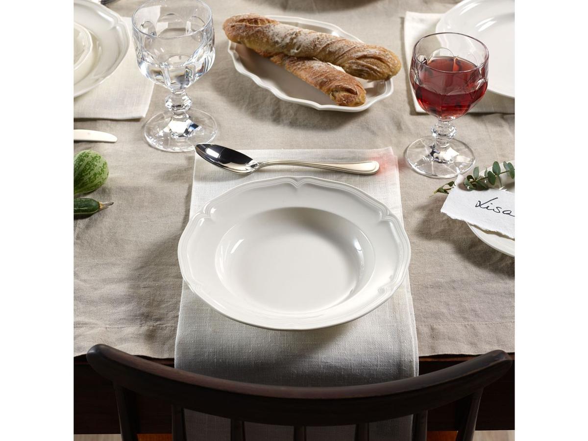 Assiette creuse Villeroy & Boch Manoir - Porcelaine haut de gamme - Ø 23 cm - Lot de 6 - Blanc