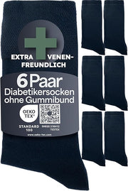 Herowerk Chaussettes de confort pour femmes et hommes 6 paires - Chaussettes de santé extra larges en 97% coton - Sans élastique à la taille - Chaussettes de confort maximal - Taille 47-50