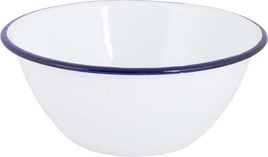 Bo-Camp - Vaisselle - Émail - 6 pièces - Blanc/Bleu