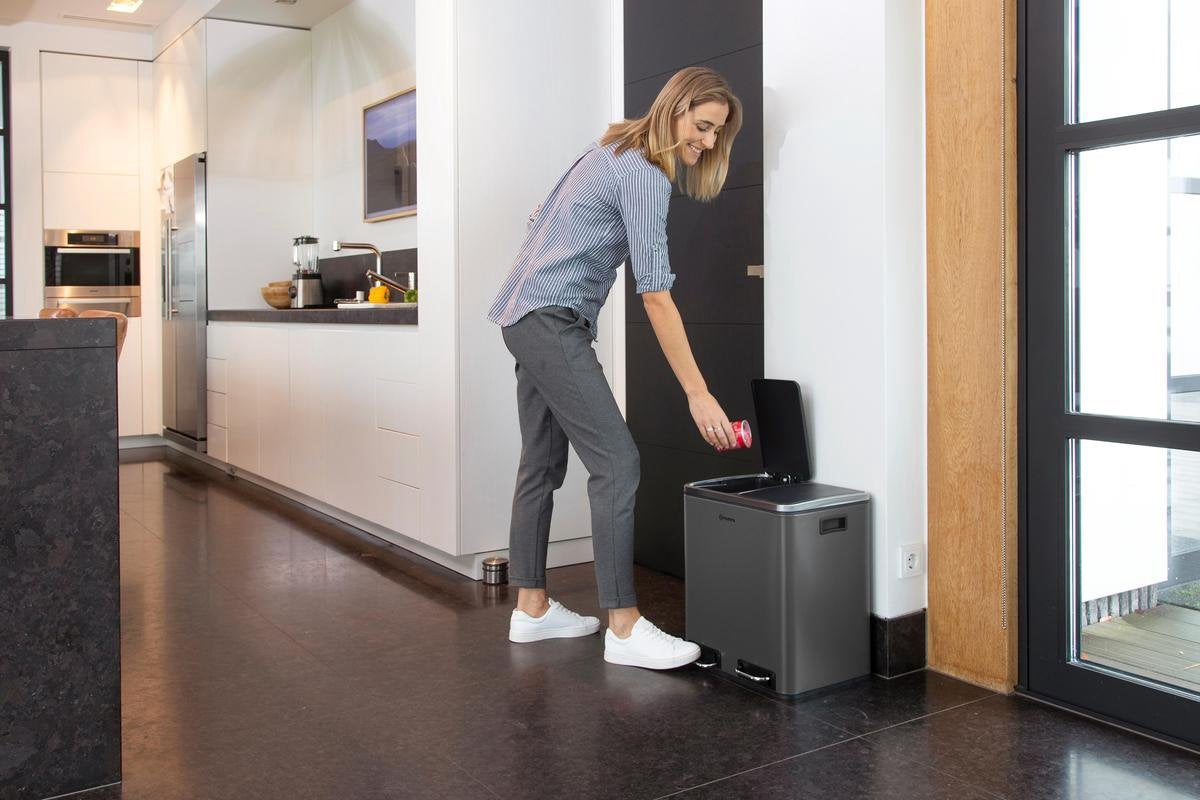 Homra BLINQ Poubelle de tri sélectif avec 2 compartiments - 2 x 15 L