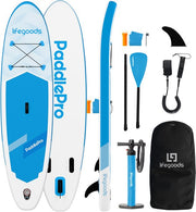 LifeGoods SUP Board All-round Compact - 100 KG Load Capacity - 300 x 76 cm - Inflatable - Complete SUP Package - White/Sky Blue