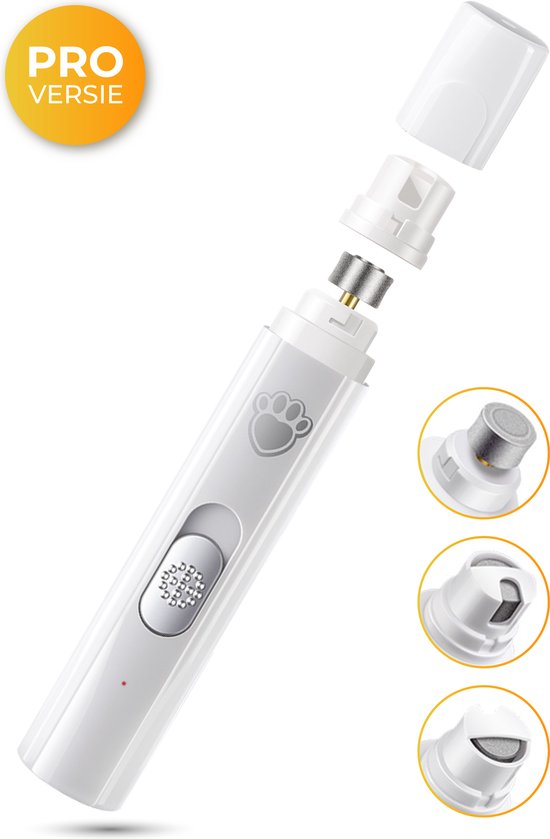 Nuvance - Lime à ongles électrique - pour chiens, chats et animaux - rechargeable par USB - tête de lime en diamant - sans fil - blanc