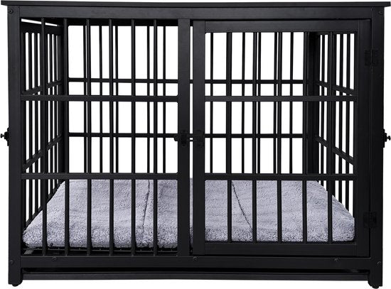 Cage pour chien - cage pour chiens de petite et moyenne taille - niche - d'intérieur - avec coussin pour chien - 91 cm x 60 cm x 74 cm