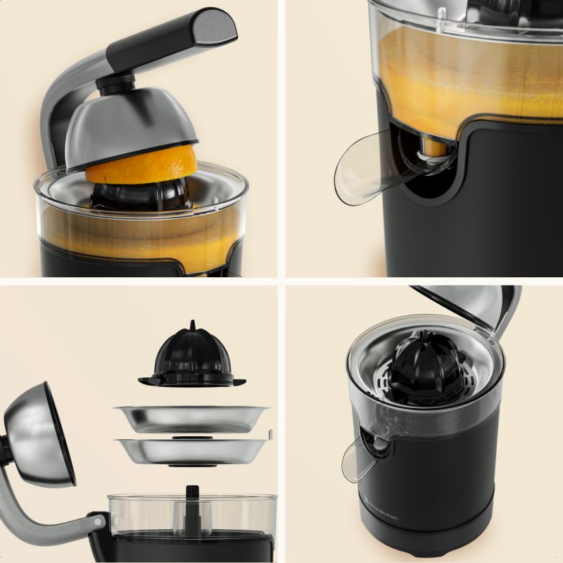 Presse-agrumes électrique LEBENLANG 600 W - Noir, 20 x 20 x 31 cm, acier inoxydable, avec levier