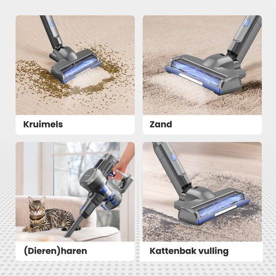Aspirateur Balai - Auronic - Sans fil - Sans sac -Double batterie - Filtre HEPA lavable - 220 W  - Gris/Bleu