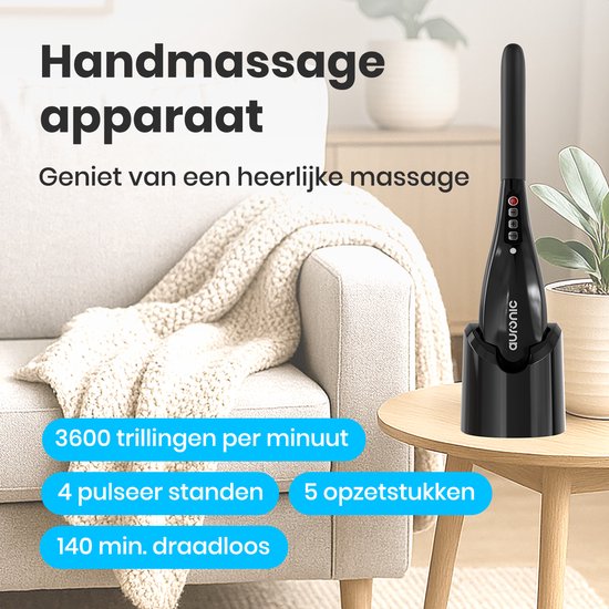 Appareil de massage Auronic - cou et dos - sans fil - 5 accessoires - noir/gris