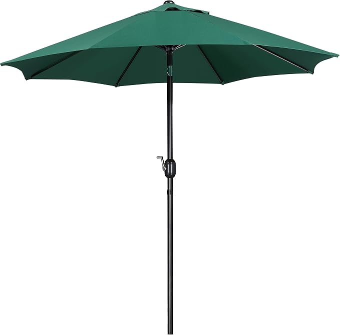 Parasol Yaheetech - Ø 270 cm - Inclinable - Avec manivelle - Vert foncé