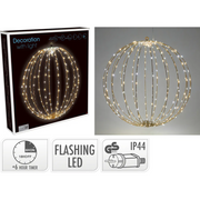 Boule lumineuse LED Nampook avec 320 LED, 50 cm, fonction clignotante – Taupe – Métal