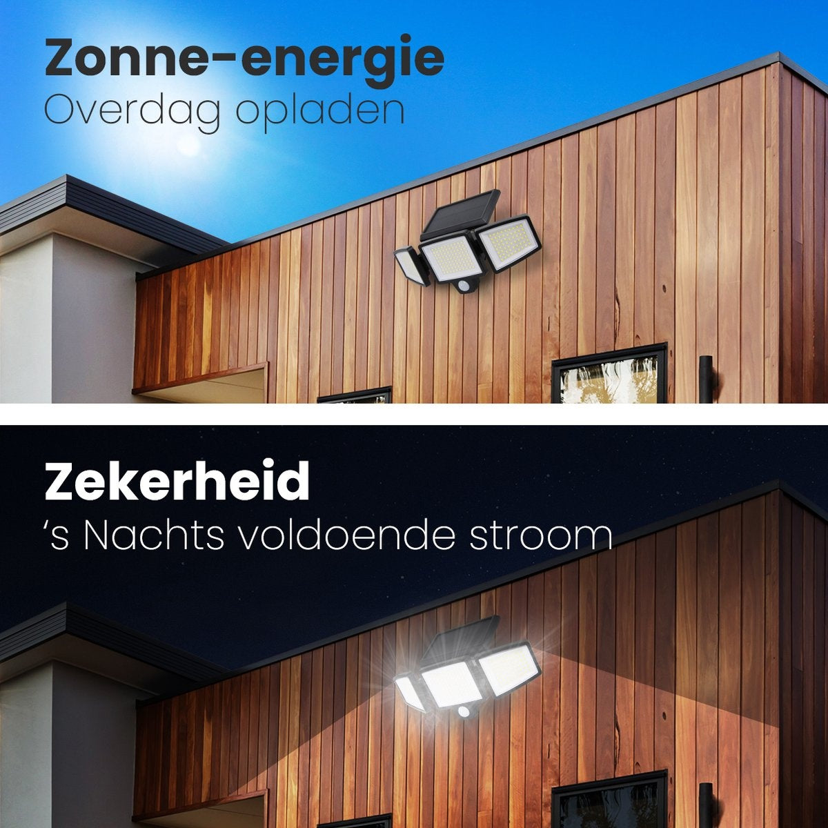 Auronic Lampe solaire d'extérieur avec détecteur de mouvement - Applique murale avec détecteur - Solaire - 210 LED - IP65 - Noir