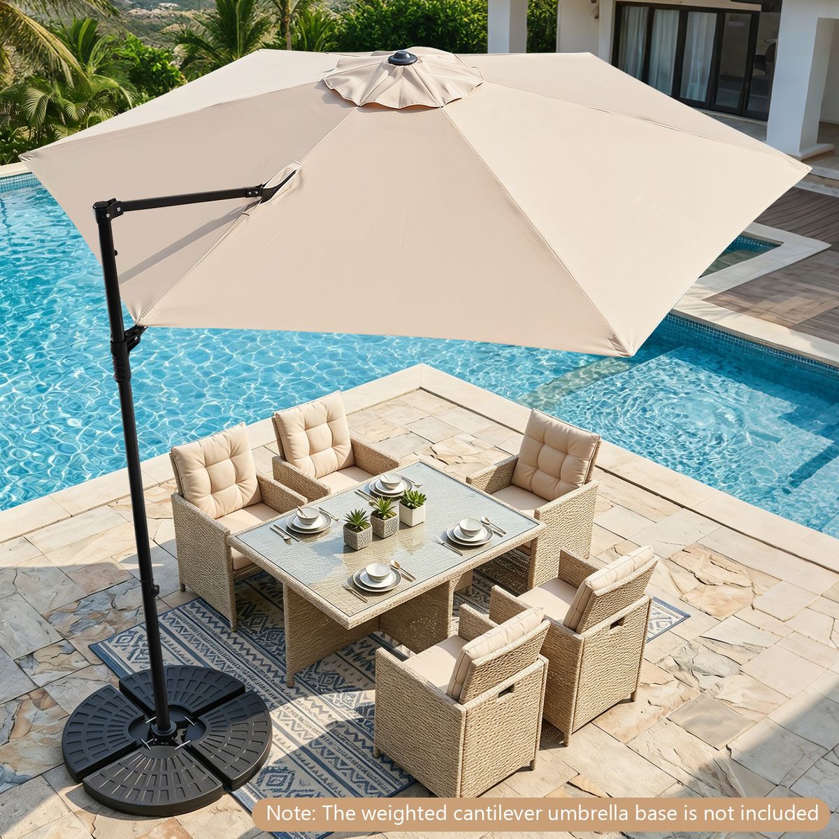 Parasol suédois Coast - pivotant à 360° - double toile - gris/beige - 290 cm