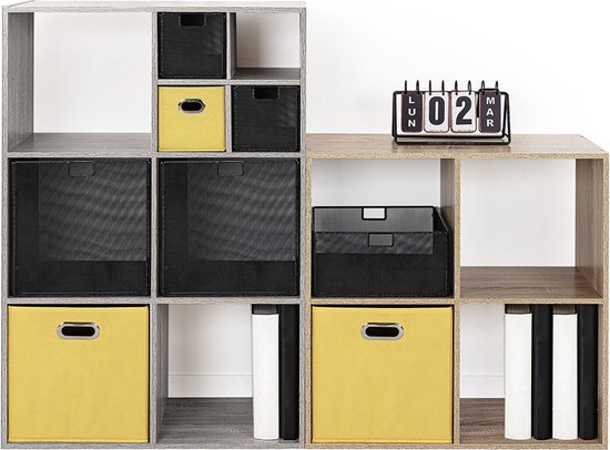 Panier de rangement 5Five / panier pour armoire - noir - lin - 7 litres - 31 x 15 x 15 cm - Boîte de rangement - Paniers pour armoires à compartiments