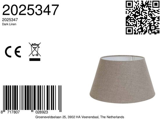 Light & Living - Abat-jour LINGE FONCE - 25x18x14cm - Gris