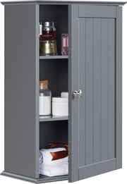 Armoire de salle de bains Yaheetech 35 x 21 x 55 cm - Gris foncé - Armoire murale avec 3 compartiments de rangement