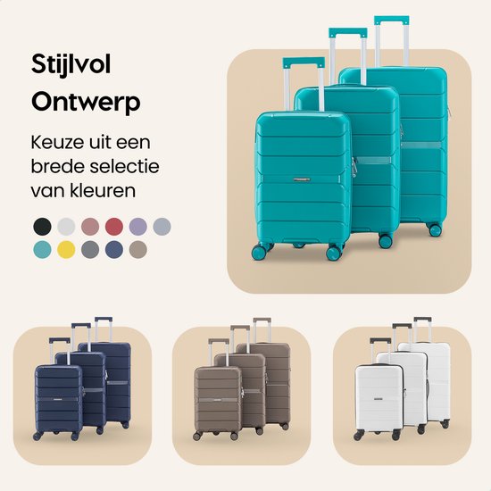 SKYCASES Urban Adventurer - Valise de voyage moyenne - Verrouillage par numéro - 44x27x66cm - 78L - Valise de voyage avec verrouillage de valise - Roues pivotantes - Vert V2