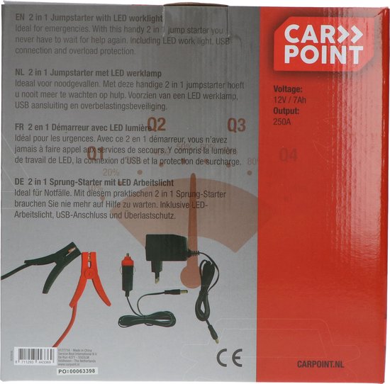 Carpoint Démarreur de démarrage 12V/7AH 2in1 LED 250A