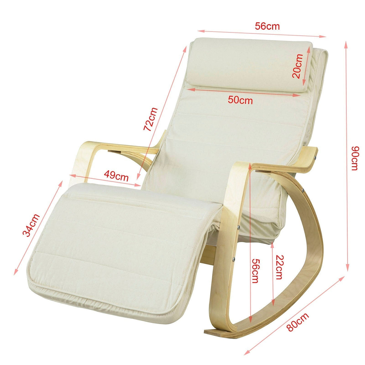 SoBuy Fauteuil à bascule avec repose-pieds réglable - Max. 120 kg - Blanc