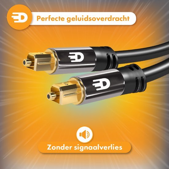 Drivv. Premium Toslink Optical Cable - Câble audio optique - Barre de son - Mâle vers Mâle - 1 mètre - Noir