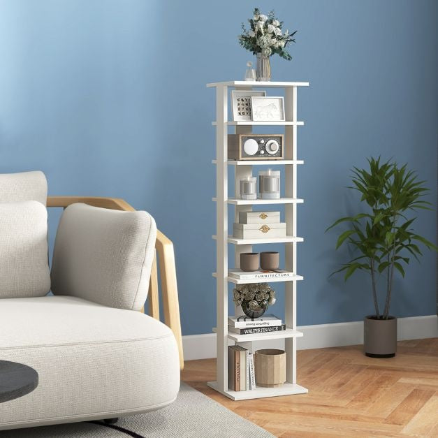 Coast étagère à chaussures en bois 8 étages - 28,5 x 25,5 x 110 cm - blanc