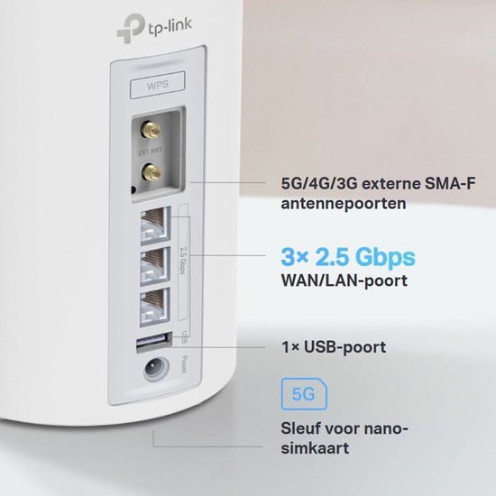 TP-Link Deco BE65-5G Mesh Wi-Fi 7 (tri-bande et 5G) - 9 214 Mbps - 3 ports Ethernet 2,5 Gbps - Compatible SIM