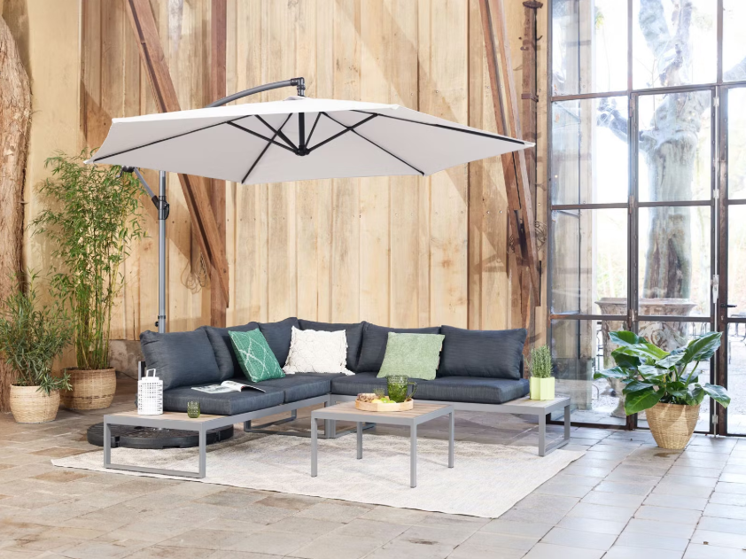 Parasol suspendu de jardin Lifa Ø 300 cm Crème - Housse de protection incluse