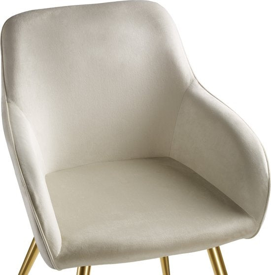 tectake® - Chaise Marilyn aspect velours - crème/doré - 404623