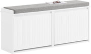 SoBuy FSR98-XL-W Banc à chaussures - Blanc Banc de rangement avec rabats et banc