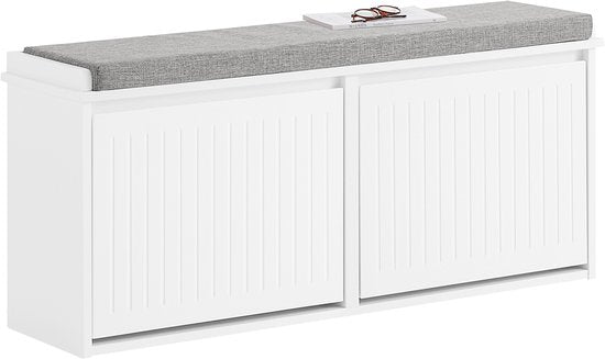 SoBuy FSR98-XL-W Banc à chaussures - Blanc Banc de rangement avec rabats et banc