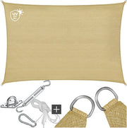 tectake® Toile d'ombrage rectangulaire Sunny - 3 x 4 m - Toile d'ombrage extra robuste en HDPE 185 g/m² - Protection UV 50+ - Résistant aux intempéries et à la déchirure - Parasol pour jardin, balcon, terrasse - Parasol avec matériel de fixation - Couleur