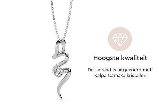 Yolora Collier femme avec pendentif - Cristal Kalpa Camaka - Argent - Plaqué or blanc 18K