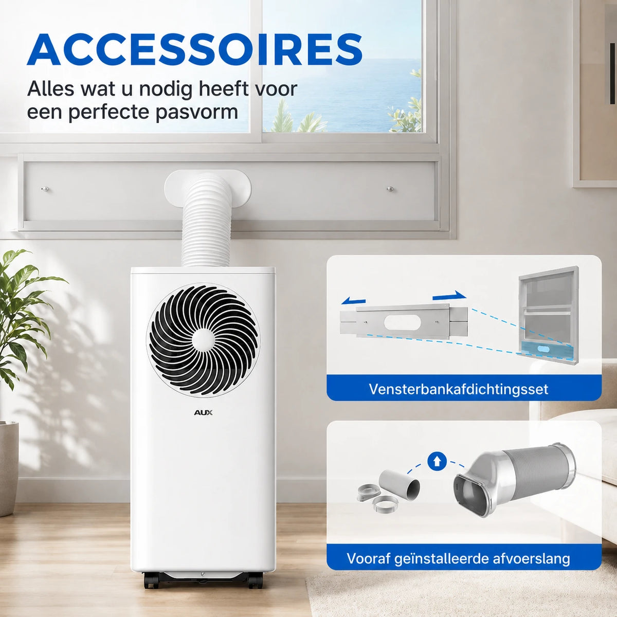 Climatiseur mobile AUX 3-en-1 - 9 000 BTU - Wi-Fi - classe énergétique A