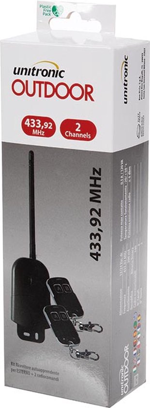 Unitronic Wireless 2-channel remote control set : 2 transmitters & 1 receiver, 433.92 MHz, for 140 devices, energy-efficient, ideal for simple indoor and outdoor home automation