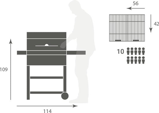 Barbecue au charbon de bois Boretti Carbone 2.0 - Grille à charbon réglable - Grilles en fonte - Noir