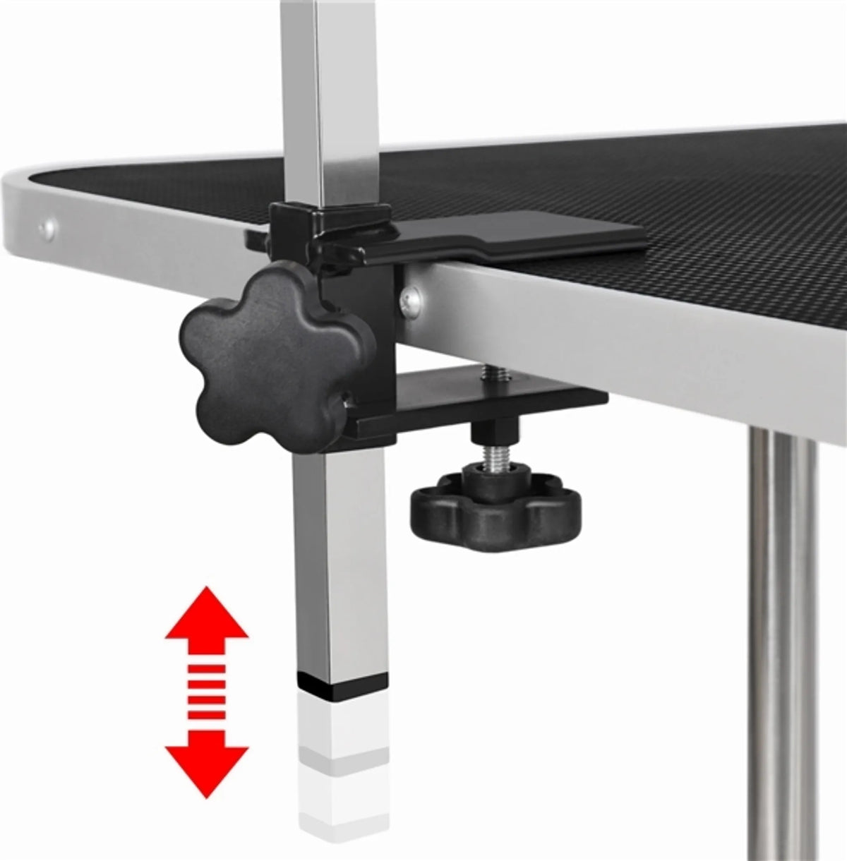 Yaheetech - Table de parage avec double bras de parage - équipée d'un plateau antidérapant, d'un cadre pliable et d'un panier en maille - pour grands chiens et chats - métal noir, cuir synthétique et Mdf - 118 x 60.9 x 177 cm