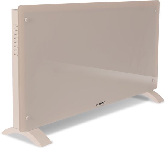 VONROC Chauffage électrique de luxe - Convecteur avec panneau en verre - 1250W/2500W- Chauffe les pièces jusqu'à 30m2 - Contrôlé par l'application (via Wifi) et manuellement - Thermostat et minuterie réglables - Beige